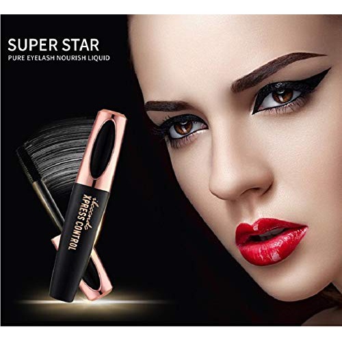  HuaQing 3 Pack 4D Silk Fiber Eyelash Mascara, Waterproof Fiber 4D Mascara, Luxuriously Longer Thicker, Voluminous Eyelashes, Long Lasting Charming Eye Makeup, Lasting All Day, Smudge-Proof