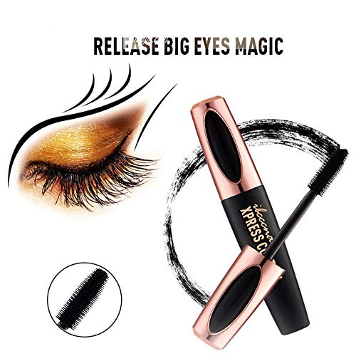  HuaQing 3 Pack 4D Silk Fiber Eyelash Mascara, Waterproof Fiber 4D Mascara, Luxuriously Longer Thicker, Voluminous Eyelashes, Long Lasting Charming Eye Makeup, Lasting All Day, Smudge-Proof