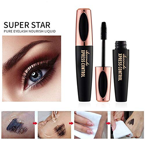  HuaQing 3 Pack 4D Silk Fiber Eyelash Mascara, Waterproof Fiber 4D Mascara, Luxuriously Longer Thicker, Voluminous Eyelashes, Long Lasting Charming Eye Makeup, Lasting All Day, Smudge-Proof