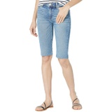 Hudson Jeans Amelia Mid-Rise Knee Shorts (Raw Hem) in Winelight