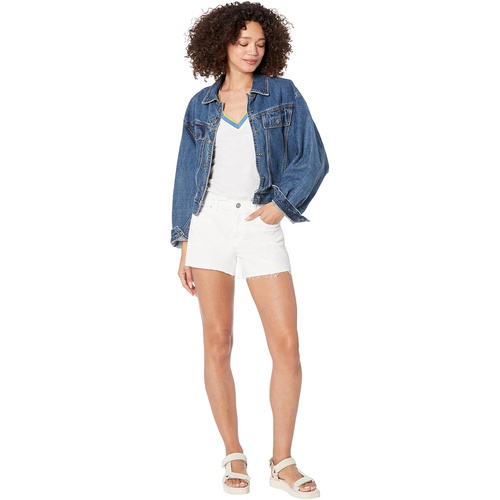 허드슨 Hudson Jeans Gemma Mid-Rise Shorts (Clean Hem) in White