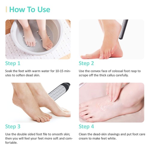  Hunputa Foot File, Callus Remover Foot Scrubber Pedicure Tools 2pcs Colossal Foot Rasp Callus Tool and Dual Sided Foot Filer for Dead Skin Heel Scraper for Wet and Dry Feet