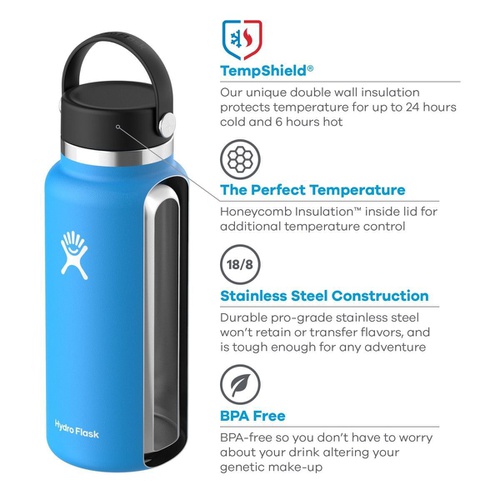  Hydro Flask 32oz Wide Mouth Flex Cap 2.0 Water Bottle - Hike & Camp