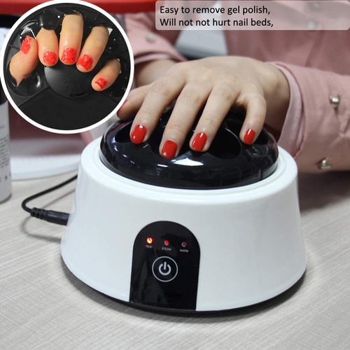  I.B.N Upgraded Steam Nail Polish Remover Machine Nail Steamer for Gel Nail Polish Removal with 50pcs Wooden Cuticle Pusher Sticks (Not For Dip Powder Nails)