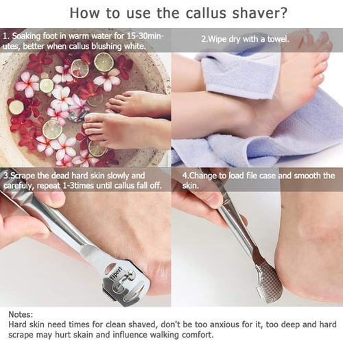  iButliv Callus Remover for Feet, Foot Callus Shaver Heel Hard Skin Remover for Hand Feet Pedicure Razor Tool Shavers with Stainless Steel Handle 10 Blades