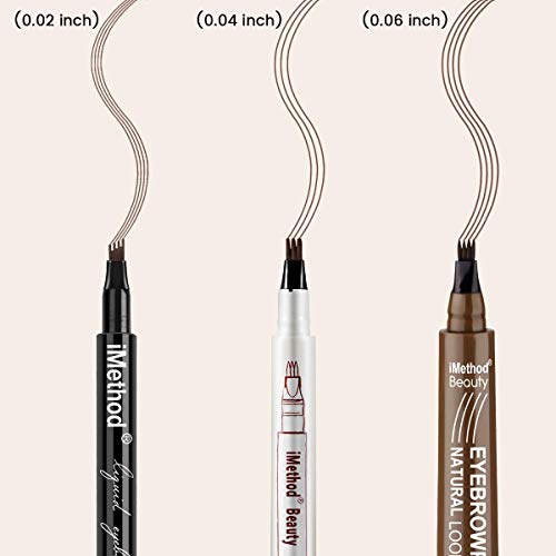  Eyebrow Tattoo Pen - iMethod Upgrade Microblading Eyebrow Pen, Eyebrow Makeup, Long Lasting, Waterproof and Smudge-proof, Dark Brown