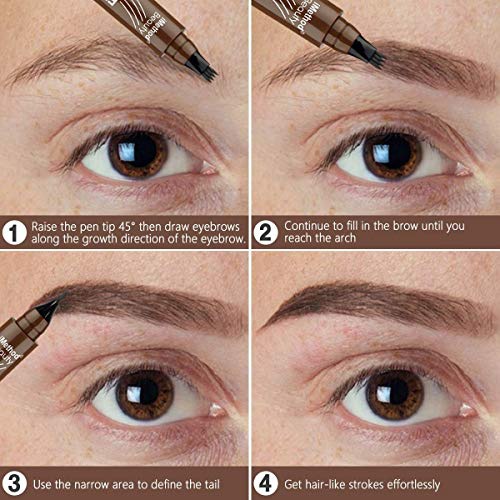  Eyebrow Tattoo Pen - iMethod Upgrade Microblading Eyebrow Pen, Eyebrow Makeup, Long Lasting, Waterproof and Smudge-proof, Dark Brown