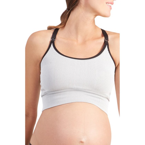  Ingrid & Isabel Seamless Active Maternityu002FNursing Bra_BLACK WHITE COMBO