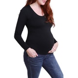 Ingrid & Isabel Maternity Long Sleeve Scoop Neck T-Shirt_BLACK