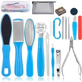 Professional Pedicure Tools Kit 18 in 1, Inpher Stainless Steel Foot Rasp Foot Peel and Callus Clean Feet Dead Skin Tool Set, Nail Toenail Clipper Foot Care Kit for Women Men Salon