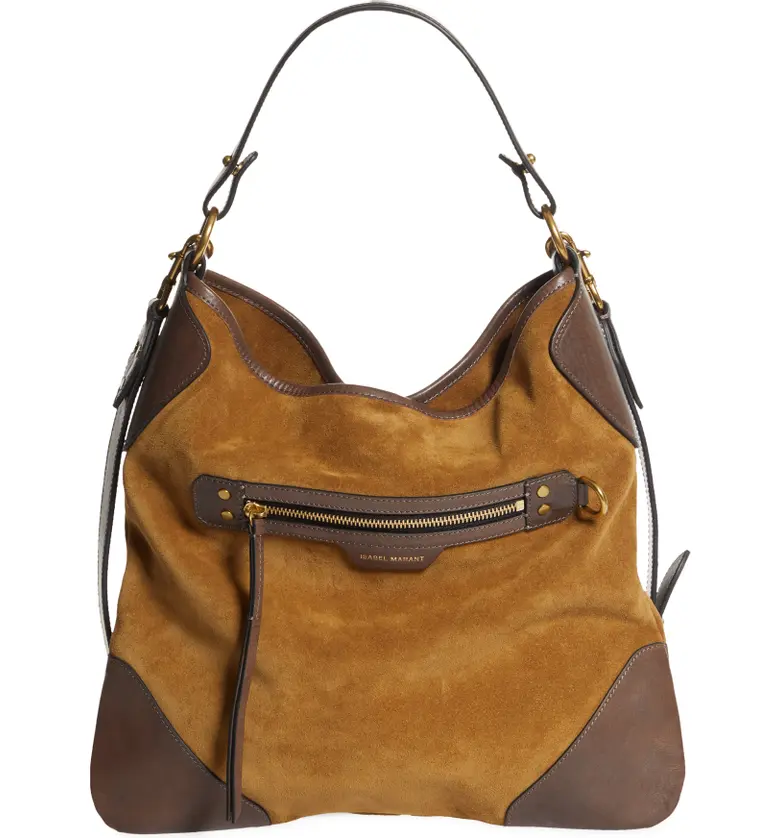 Isabel Marant Amuko Suede & Leather Hobo Bag_TAUPE