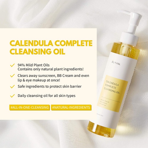  iUNIK Calendula Complete Deep Cleansing Oil, 6.70 Fl Oz  94% Natural Oil Cleanser, Makeup Remover for Waterproof Makeups. Mascara Sunscreen, Lipstick, Eyeliner - Facial Cleansing