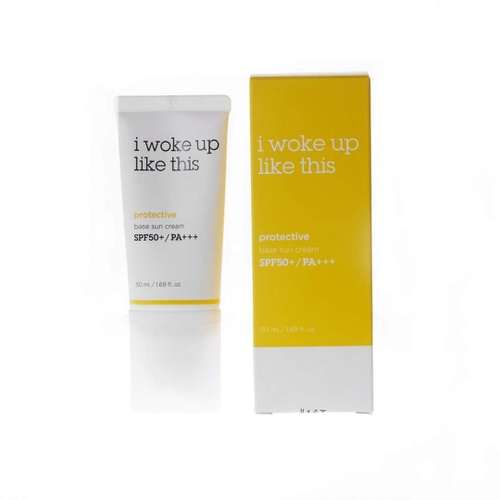  I WOKE UP LIKE THIS Ideal Protective Base Sunscreen  A Long lasting Tinted Broad Spectrum SPF 50+/PA+++ Sun screen. UV protecting, Moisturizing effects for Dry and Sun Damaged Ski