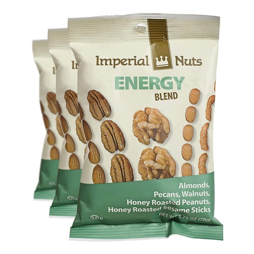  Imperial Nuts Nuts Snack Packs Mixed Nuts and Seeds 18 PK - Great on the Go Snack (Energy Blend) - Almonds, Pecans, Walnuts, Honey Roasted Peanuts, Honey Roasted Sesame Sticks