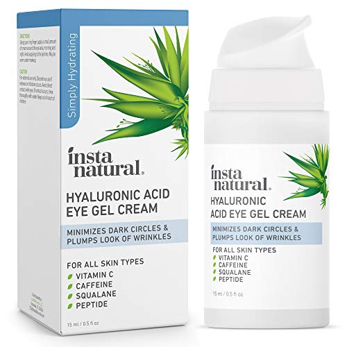  InstaNatural Hyaluronic Acid Eye Gel Facial Cream - Hydrating Dark Circle, Eye Bags Remover & Puffy Eyes Moisturizer - Crows Feet, Lines, Lifting & Firming, Brightening & Wrinkle Cream - Vitami