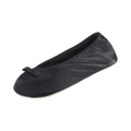 Isotoner Womens Signature Satin Ballerina Slipper, Black, 95/105