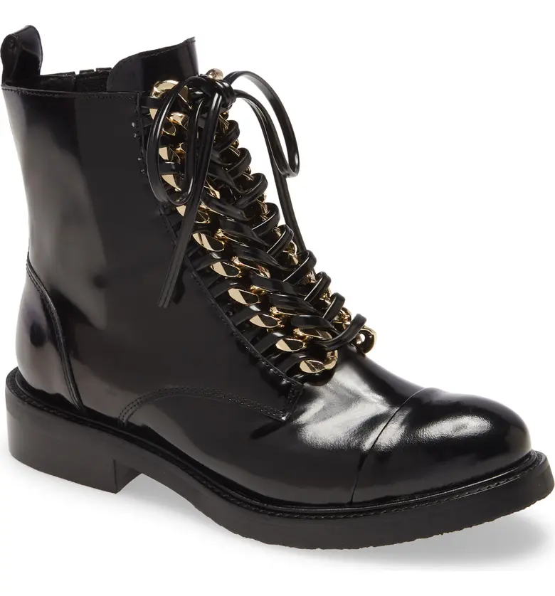 Jeffrey Campbell Damon Lace-Up Bootie_BLACK BOX GOLD LEATHER