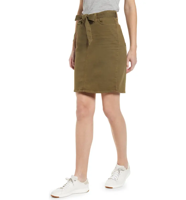 JEN7 by 7 For All Mankind Stretch Cotton Skirt_ARMY