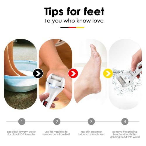  Callus Remover for Feet, Electric Foot File Rechargeable Pedicure Tools, JOMARTO Professional Callous Remover Kit with 3 Coarse Roller Heads, LED Light, 2 Speeds for for Cracked He