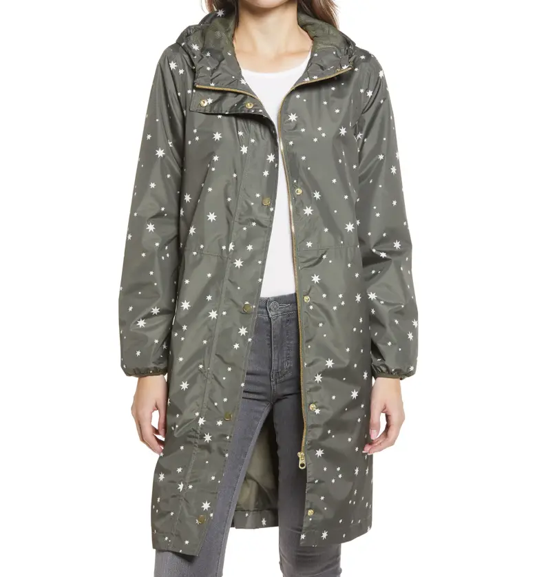 Joules Womens Weybridge Polka Dot Packable Waterproof Raincoat_KHAKI STAR