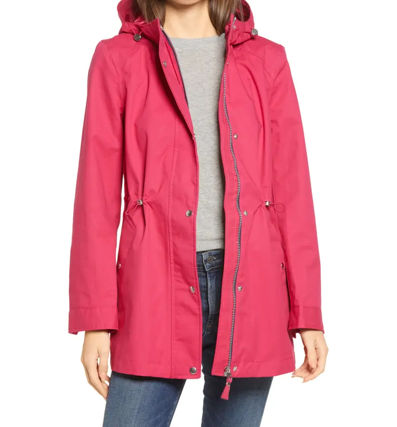 Joules Shoreside Waterproof Hooded Raincoat_DARK RUBY