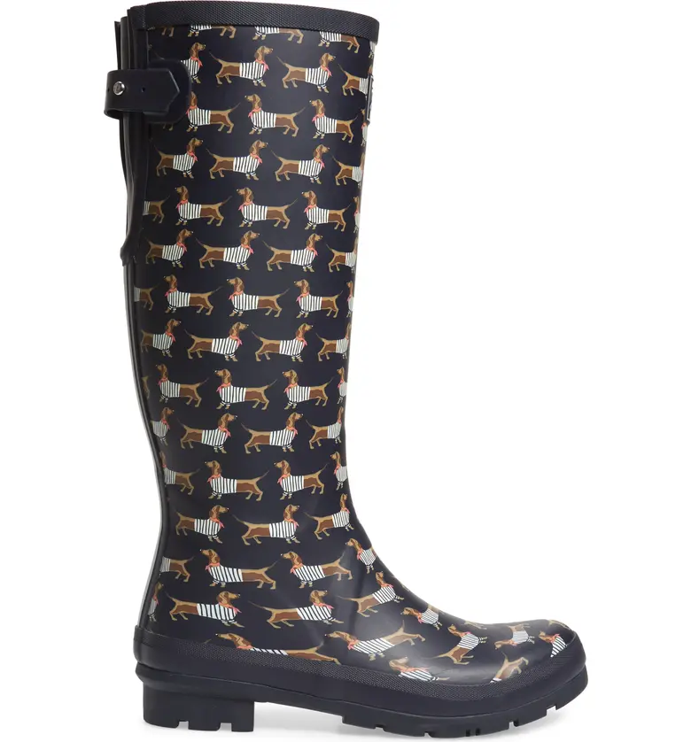  Joules Welly Print Rain Boot_NAVY SAUSAGE DOG