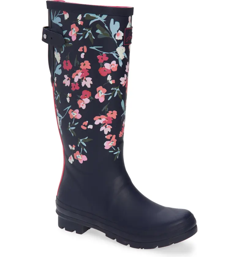 Joules Welly Print Rain Boot_FLORAL NAVY