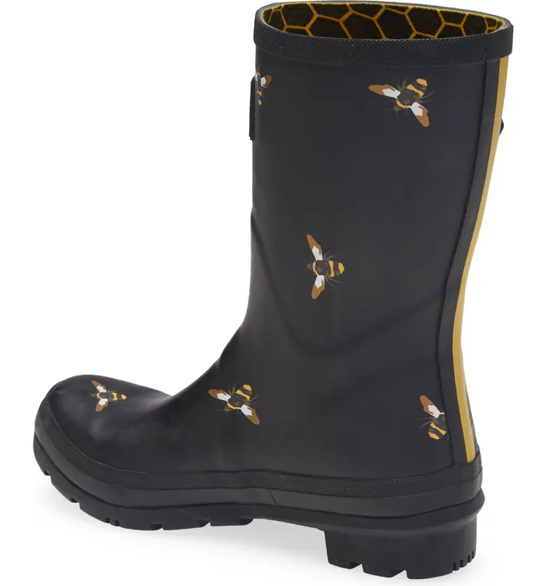  Joules Molly Waterproof Rain Boot_BLKMTLBEES