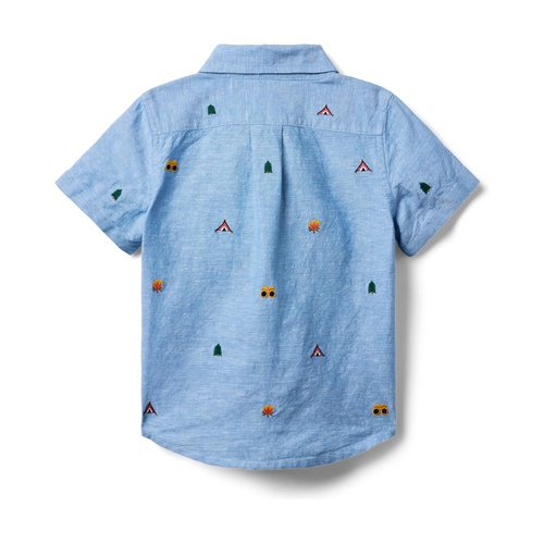 쟈니앤잭 Janie and Jack Boys Embroidered Linen Top (Toddler/Little Kid/Big Kid)