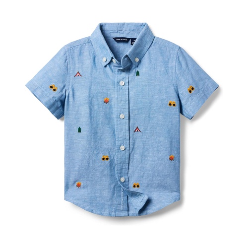 쟈니앤잭 Janie and Jack Boys Embroidered Linen Top (Toddler/Little Kid/Big Kid)