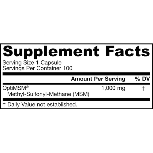  Jarrow Formulas MSM 1000 mg - 100 Veggie Caps - Methylsulfonylmethane - Important Source of Organic Sulfur - Strengthens Joints - Up to 100 Servings