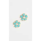 Jennifer Meyer Jewelry Turquoise Flower Diamond Stud Earrings