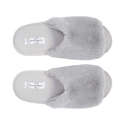 제시카심슨 Jessica Simpson Womens Plush Faux Fur Fuzzy Slide on Open Toe Slipper with Memory Foam