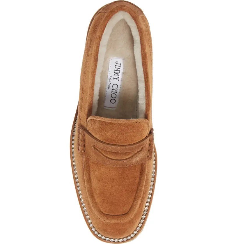 지미추 Jimmy Choo Deanna Genuine Shearling Penny Loafer_TAN/ NATURAL