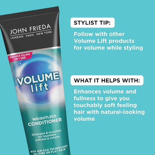  John Frieda Volume Lift Lightweight Conditioner for Natural Fullness, Safe for Colour-Treated Hair, Volumizing Conditioner for Fine or Flat Hair, 8.45 Ounces