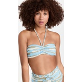 Jonathan Simkhai Adelina Zebra Ruched Bandeau Bikini Top