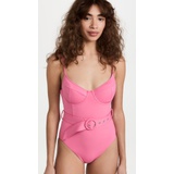 Jonathan Simkhai Noa Solid Belted Bustier One Piece Swimsuit