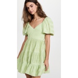 Jonathan Simkhai Cadence Plisse Puff Sleeve Mini Dress