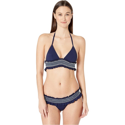  Jonathan Simkhai Striped Smocked Ruffle Bikini Bottoms