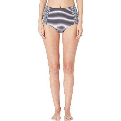  Jonathan Simkhai Striped Smocked High-Waisted Bikini Bottoms