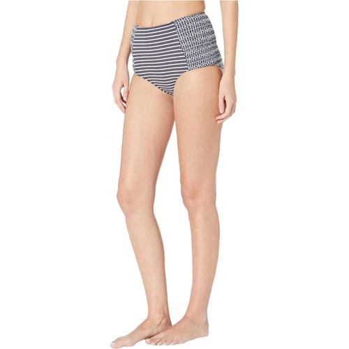  Jonathan Simkhai Striped Smocked High-Waisted Bikini Bottoms