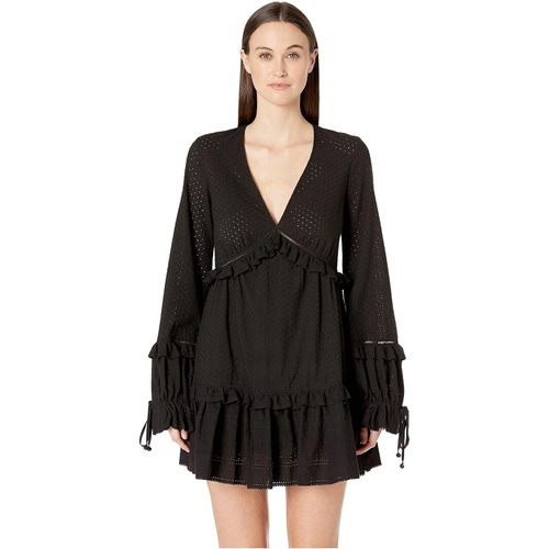  Jonathan Simkhai Embroidered Ruffle Long Sleeve Dress