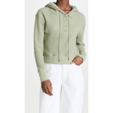 Jonathan Simkhai STANDARD Everly Waffle Jersey Cropped Henley Hoodie