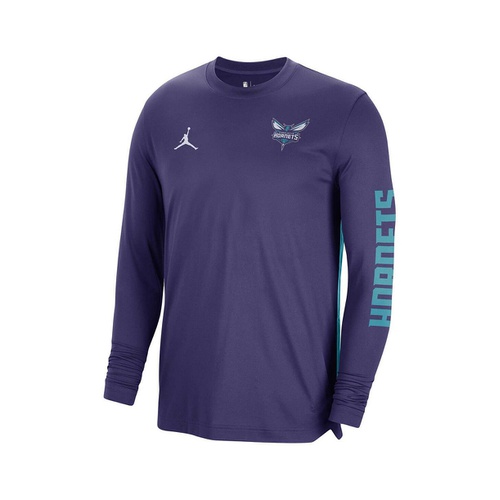 조던 Mens and Womens Purple Charlotte Hornets 2023/24?Authentic Pregame Long Sleeve Shooting Shirt