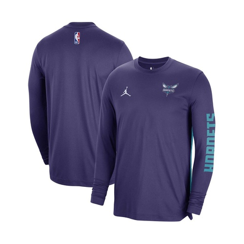 조던 Mens and Womens Purple Charlotte Hornets 2023/24?Authentic Pregame Long Sleeve Shooting Shirt