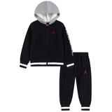 Little Boys Block Rib Full Zip Hoodie and Pants 2 Piece Set