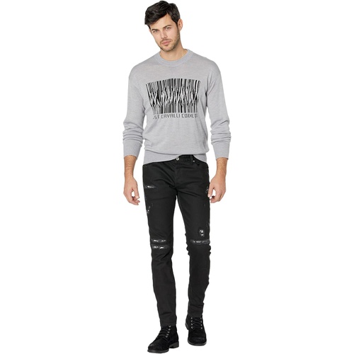  Just Cavalli Tricot-Knit Sweater with Just Code Graphic