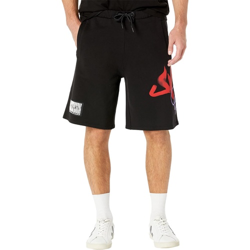  Just Cavalli Sweatshirt Cotton Jogger Shorts with Graffiti Logo Print