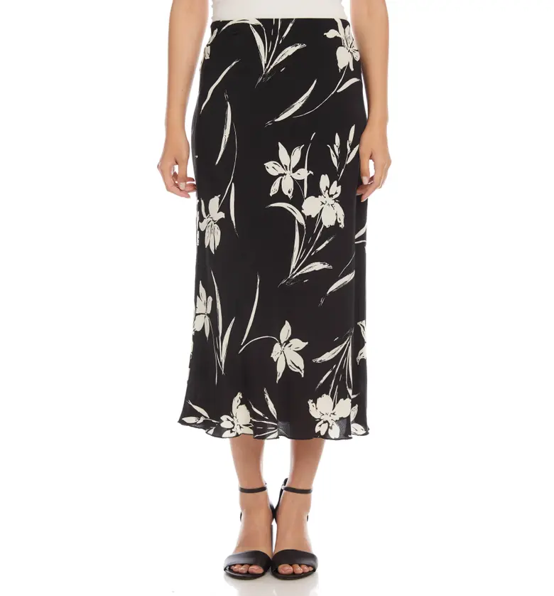 Karen Kane Floral Bias Cut Midi Skirt_FLORAL