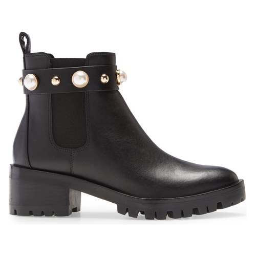  Karl Lagerfeld Paris Pola Studded Chelsea Bootie_BLACK/ BLACK LEATHER